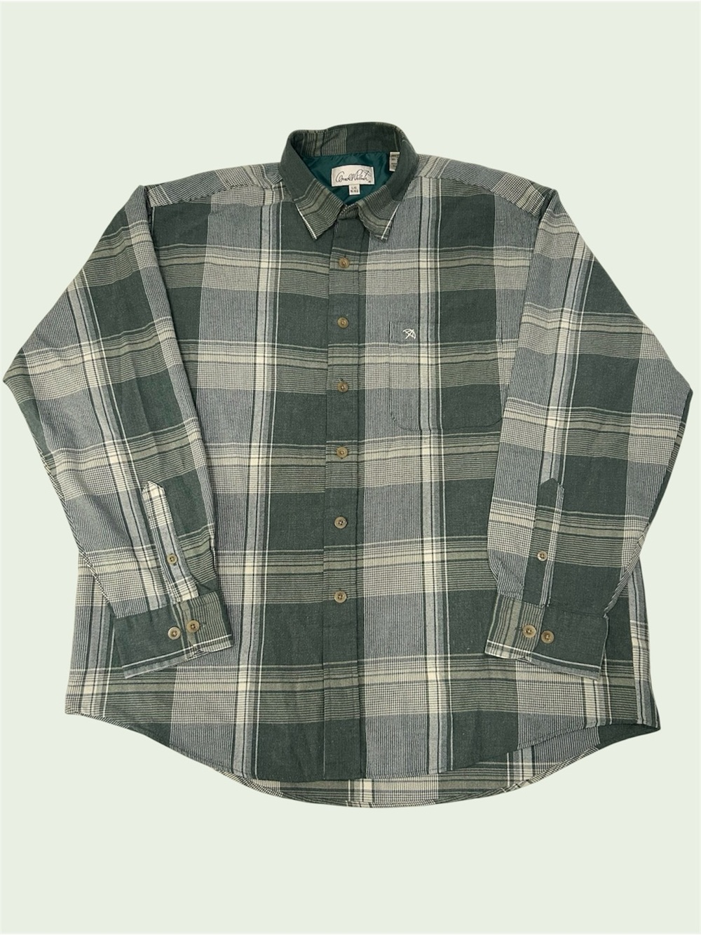 Vintage 80s Arnold Palmer Long Sleeve Button Down Collared Plaid Flannel Large